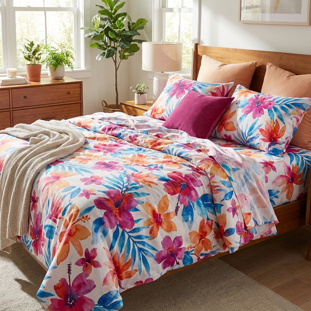 Floral Print Microfiber Sheets (Queen)